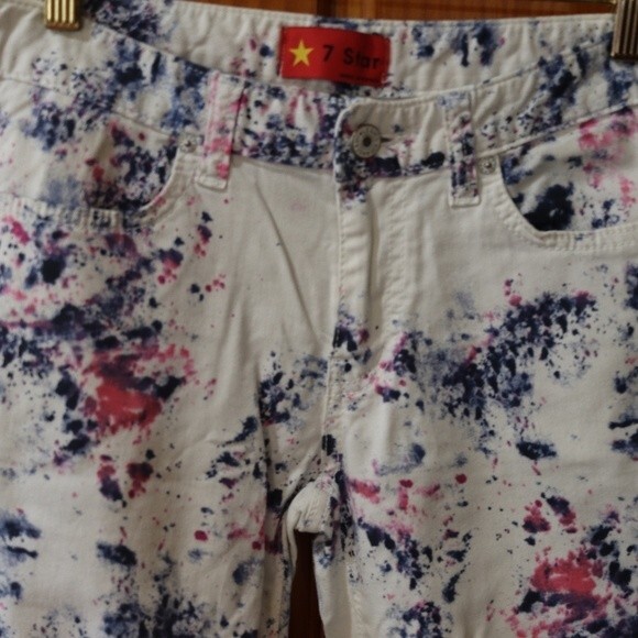 7 Star White Splatter Painted Skinny Jean's 29 - Picture 10 of 14